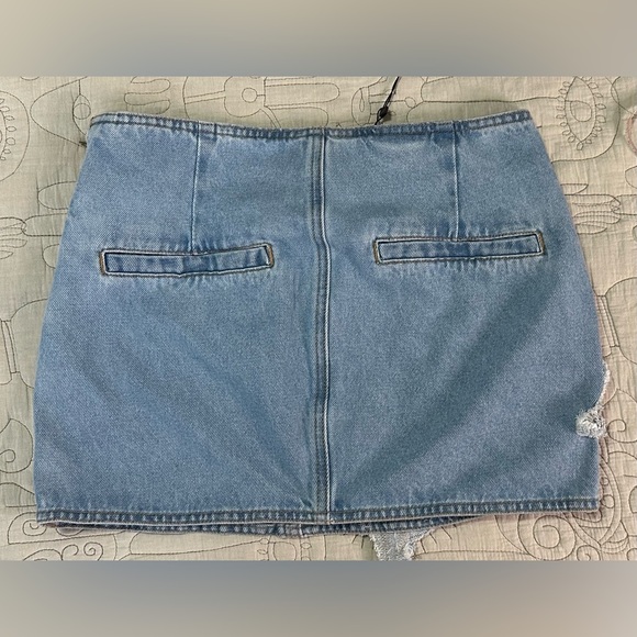 NEW PatBO Camila Coelho Denim Skirt NWT Sz 2 Beaded Accents - Picture 2 of 14